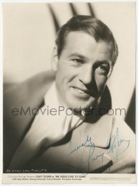 5y0450 GARY COOPER signed 7.5x10 still 1936 great smiling portrait from Mr. Deeds Goes to Town!