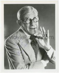 5y0803 GEORGE BURNS signed 8x10 REPRO still 1980s in suit & tie smiling & holding a cigar!