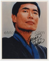 5y0695 GEORGE TAKEI signed color 8x10 REPRO still 1990s super close portrait of Star Trek's Sulu!