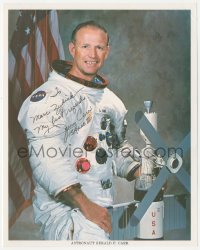 5y0356 GERALD CARR signed color 8x10 publicity still 1990s the NASA astronaut wearing his suit!