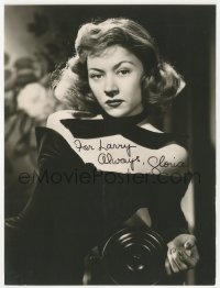 5y0458 GLORIA GRAHAME signed 7.25x9.5 still 1940s sexy posed portrait wearing strapless dress!