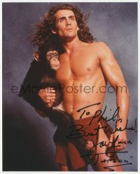 5y0706 JOE LARA signed color 8x10 REPRO still 1990s great portrait as Tarzan holding Cheetah!