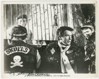 5y0496 JOHN CASSAVETES signed TV 8x10 still R1971 close up with other bikers in Devil's Angels!