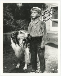 5y0821 JON PROVOST signed 8x10 REPRO still 1980s great close up as Timmy with his dog Lassie!