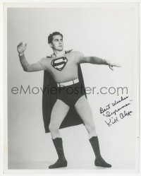 5y0826 KIRK ALYN signed 8x10 REPRO still 1980s in costume, he wrote Superman with his signature!