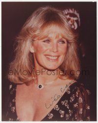 5y0712 LINDA EVANS signed color 8x10 REPRO still 1990s great smiling close up of the pretty actress!