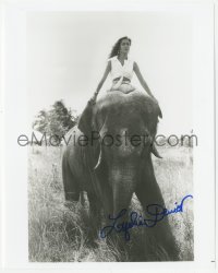 5y0834 LYDIE DENIER signed 8x10 REPRO still 1990s great image as Jane riding elephant in TV's Tarzan!