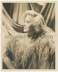 5y0527 MARILYN MAXWELL signed deluxe 8x10 still 1950s great close up wearing wild feathered outfit!
