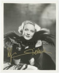 5y0837 MARLENE DIETRICH signed 8x10 REPRO still 1980s in feathered outfit from The Devil is a Woman!