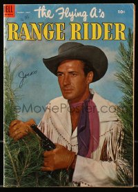 5y0124 JOCK MAHONEY signed #5 comic book March-May 1954 on the cover of The Flying A's Range Rider!