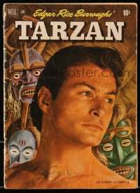 5y0126 LEX BARKER signed #28 comic book January 1952on the cover of Edgar Rice Burroughs' Tarzan!