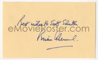 5y0621 BRIAN AHERNE signed 3x5 index card 1980s it can be framed & displayed with a repro!