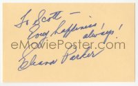 5y0629 ELEANOR PARKER signed 3x5 index card 1980s it can be framed & displayed with a repro!