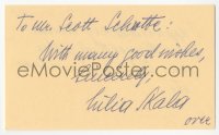 5y0654 LILIA SKALA signed 3x5 index card 1980 it can be framed & displayed with a repro!