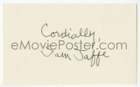 5y0672 SAM JAFFE signed 3x5 index card 1980s it can be framed & displayed with a repro!