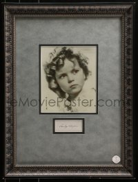 5y0029 SHIRLEY TEMPLE signed 2x4 index card in 17x22 framed display 1940s ready to hang on the wall!