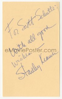 5y0675 STANLEY KRAMER signed 3x5 index card 1980s it can be framed & displayed with a repro!