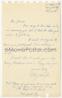 5y0167 BETTY JANE TYLER signed letter 1941 answering a fan letter and giving her home address!