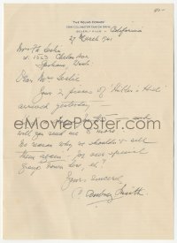5y0170 C. AUBREY SMITH signed letter 1941 buying two pieces of Hitler's Hide for $5!