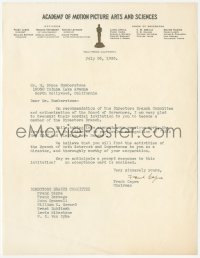 5y0185 FRANK CAPRA signed letter 1935 inviting Bruce Humberstone into the directors branch!