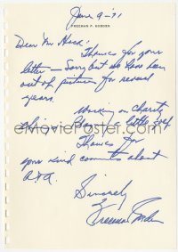 5y0187 FREEMAN F. GOSDEN signed letter 1971 the Amos n' Andy actor has no pictures to send!