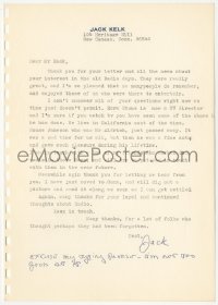 5y0191 JACKIE KELK signed letter 1970s reminiscing about his old radio days & fellow performers!