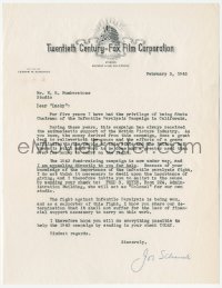 5y0201 JOSEPH M. SCHENCK signed letter 1943 asking Humberstone to donate to California Polio Campaign!