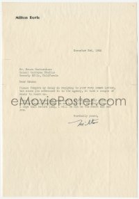 5y0208 MILTON BERLE signed letter 1944 thanking Humberstone for his sweet letter & his opinions!