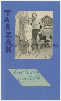 5y0337 LEX BARKER signed 2x4 cut album page in 6x9 matted display 1950s ready to frame & display!