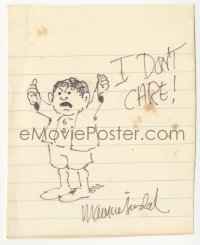 5y0229 MAURICE SENDAK signed 4x5 paper 1980s he drew his kid's book character Pierre, I Don't Care!