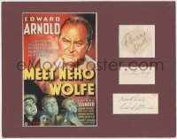 5y0127 MEET NERO WOLFE 3 signed 3x5 index card in 11x14 display 1936 by Edward Arnold, Jory & Stander!