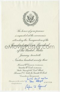 5y0240 SPIRO AGNEW signed invitation 1973 to Richard Nixon's Presidential inauguration!