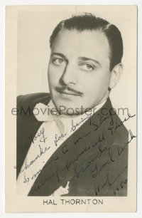 5y0316 HAL THORNTON signed postcard 1946 great portrait in tuxedo, he signed it twice!