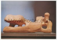 5y0317 HENRY MOORE signed French postcard 1977 great image of his Reclining Figure wood sculpture!