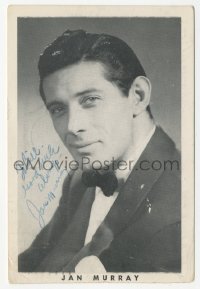 5y0318 JAN MURRAY signed postcard 1951 great youthful portrait of the stand-up comedian in tuxedo!