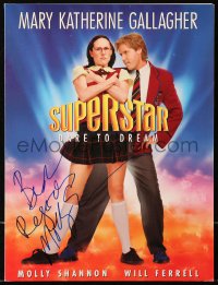 5y0121 MOLLY SHANNON signed screening program 1999 great image with Will Ferrell from Superstar!