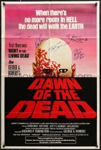 5y0141 DAWN OF THE DEAD signed 27x40 REPRO poster 1979 by Tom Savini, Emge, Reiniger, Ross AND Foree!