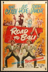 5y0055 ROAD TO BALI signed 1sh 1952 by Bob Hope, who's with Bing Crosby & sexy Dorothy Lamour!