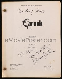 5y0131 DENNY MILLER signed rough draft TV script October 30, 1975, Bronk screenplay by Bruce Geller!