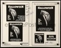 5y0139 JOHN CARPENTER signed ad slick 1978 Halloween Bob Gleason jack-O-lantern art, he signed TWICE!