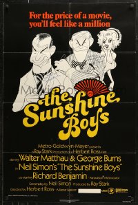 5y0056 SUNSHINE BOYS signed 1sh 1975 by BOTH George Burns AND Fritz Feld, great Al Hirschfeld art!