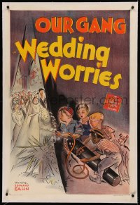5y0001 WEDDING WORRIES signed linen 1sh 1941 by Spanky McFarland, who's with Bobby Blake & Buckwheat!