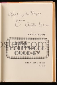 5y0279 ANITA LOOS signed hardcover book 1974 her autobiography Kiss Hollywood Good-By!