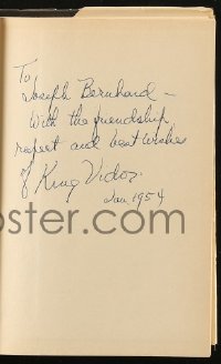 5y0288 KING VIDOR signed hardcover book 1953 his autobiography A Tree is a Tree!