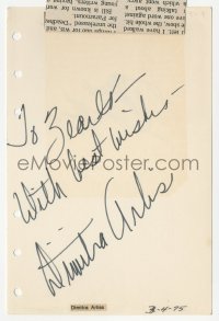 5y0674 SOL LESSER/DIMITRA ARLISS signed 4x6 index card 1975 it can be framed with a repro!