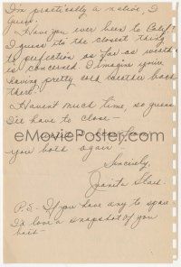 5y0202 JUANITA STARK signed letter 1942 happy to get fan letter, waiting to make her first picture!