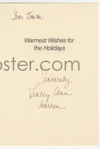 5y0262 LESLEY ANN WARREN signed greeting card 1984 wishing Happy Holidays to a friend!