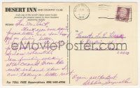 5y0313 DEBBIE REYNOLDS signed postcard 1972 performing at the Desert Inn Crystal Room in Las Vegas!