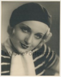 5z0046 CAROLE LOMBARD deluxe 10.75x13.75 still 1920s super young with beret & scarf by Otto Dyar!