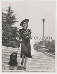 5z0089 ELEANOR POWELL deluxe 10x13 still 1938 walking her Cocker Spaniel dog on stairs by Graybill!